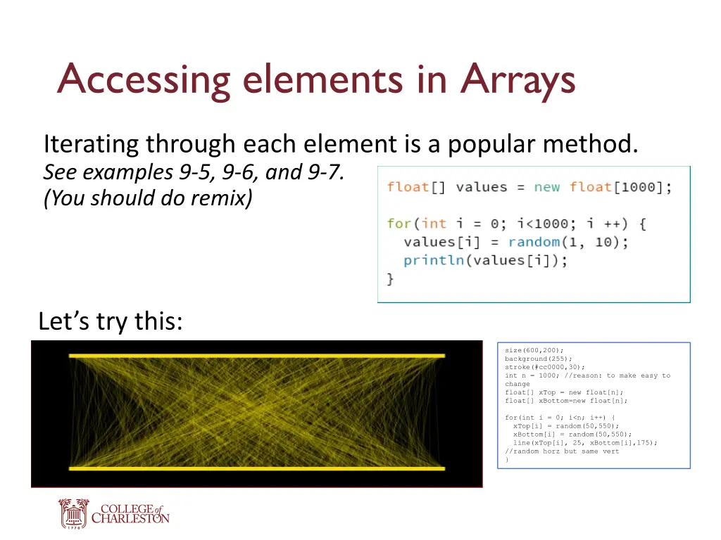 accessing elements in arrays