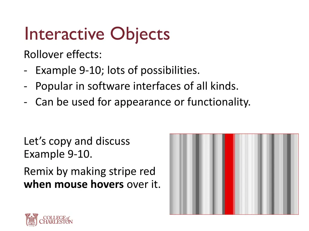 interactive objects rollover effects example