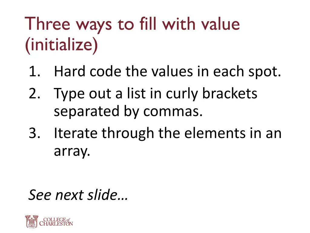 three ways to fill with value initialize 1 hard