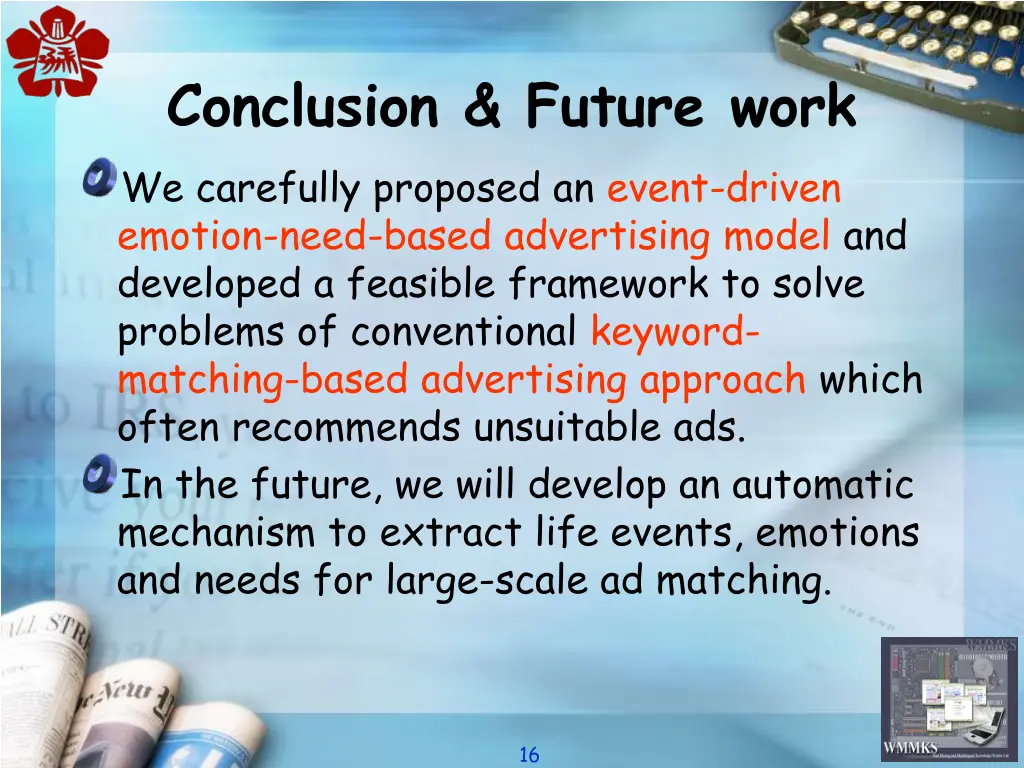 conclusion future work we carefully proposed