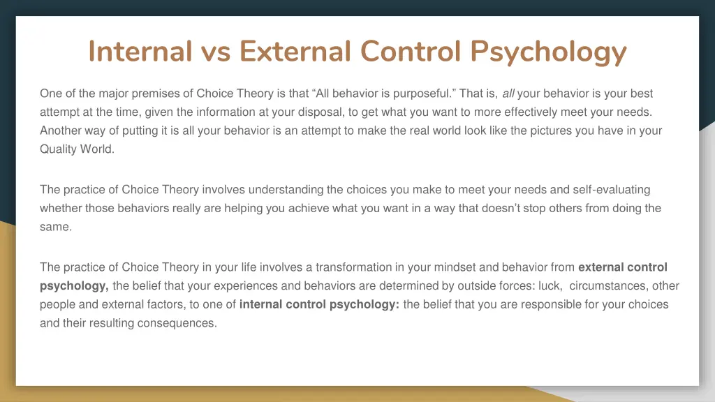 internal vs external control psychology