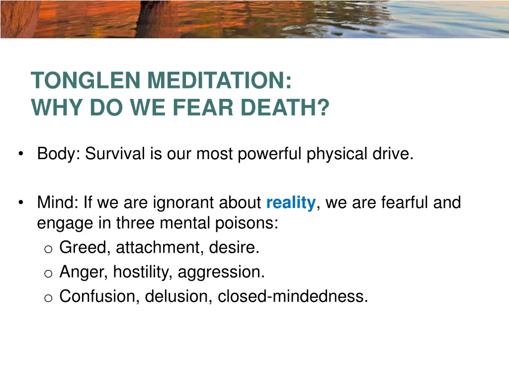 tonglen meditation why do we fear death