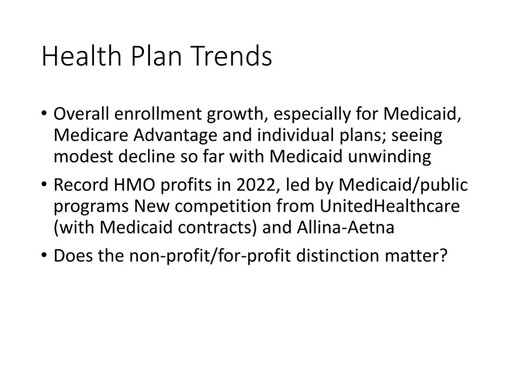 health plan trends