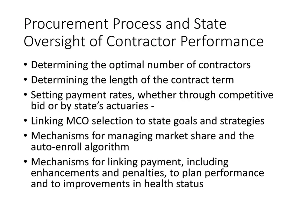 procurement process and state oversight