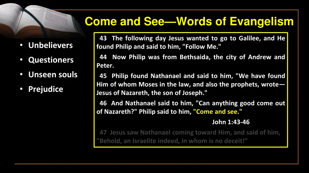 come and see words of evangelism 10