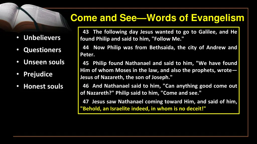 come and see words of evangelism 12