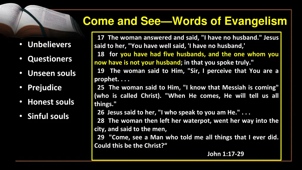 come and see words of evangelism 14