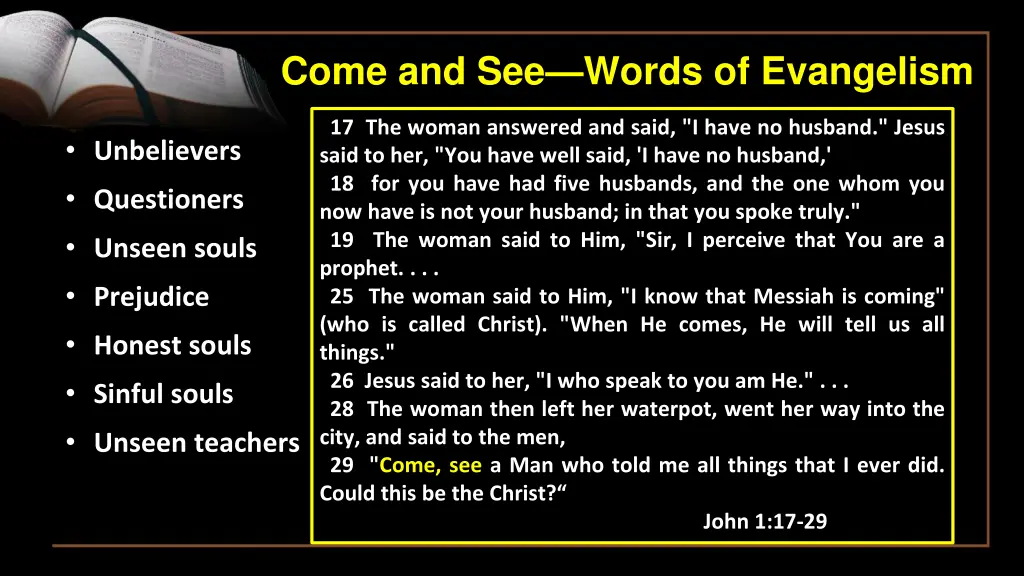 come and see words of evangelism 15