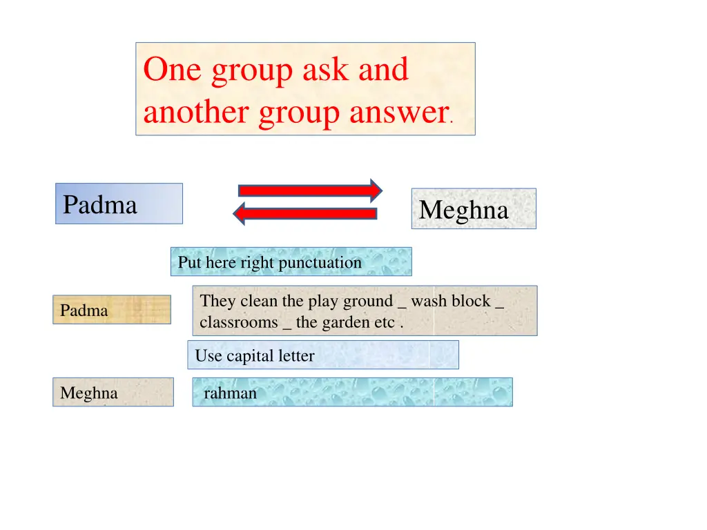 one group ask and another group answer