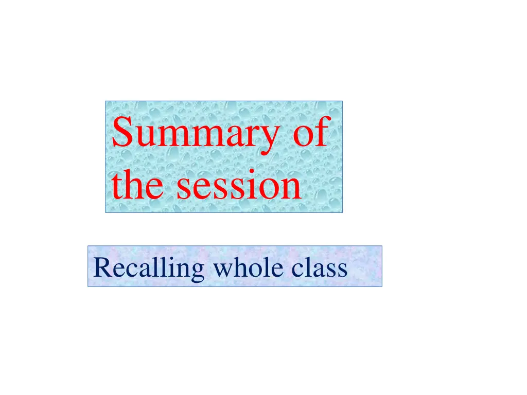 summary of the session