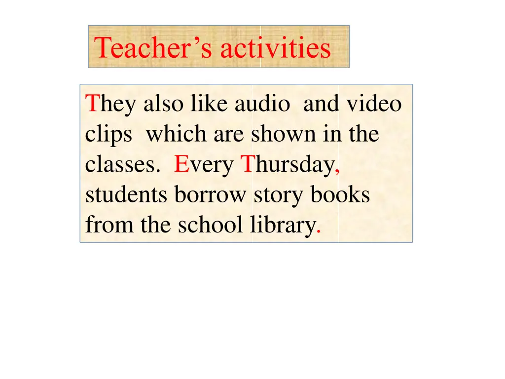 teacher s activities