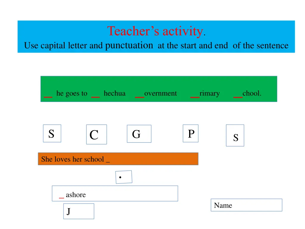 teacher s activity use capital letter