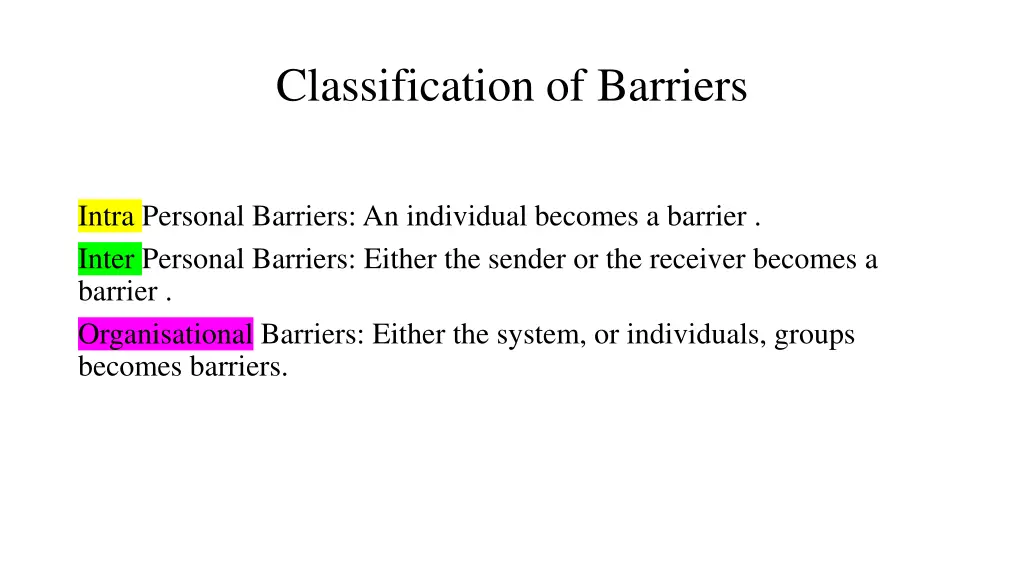 classification of barriers