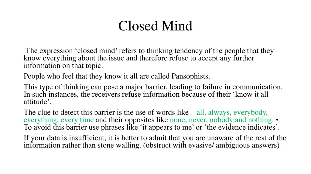 closed mind