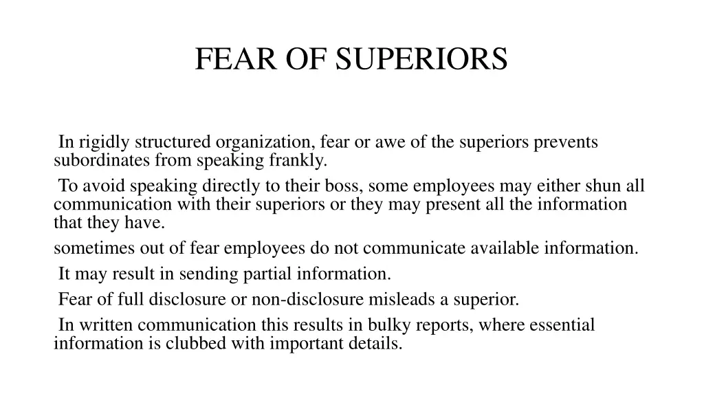 fear of superiors