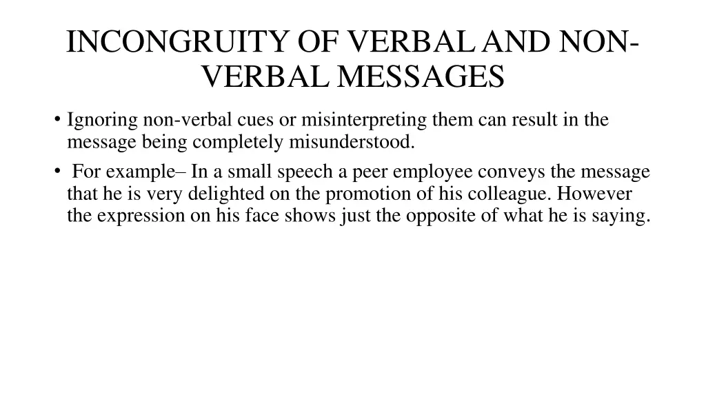 incongruity of verbal and non verbal messages