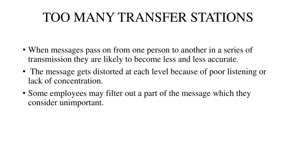 too many transfer stations