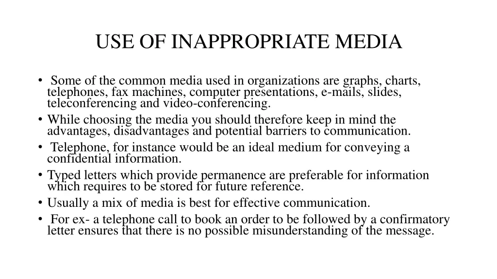 use of inappropriate media