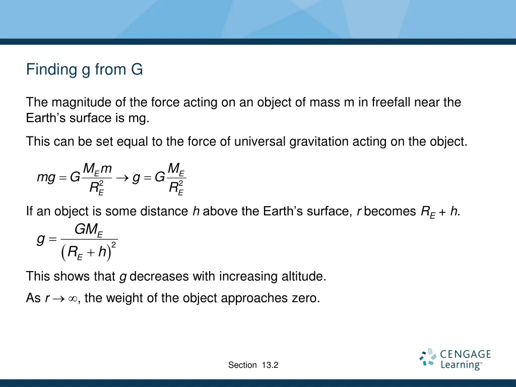 finding g from g