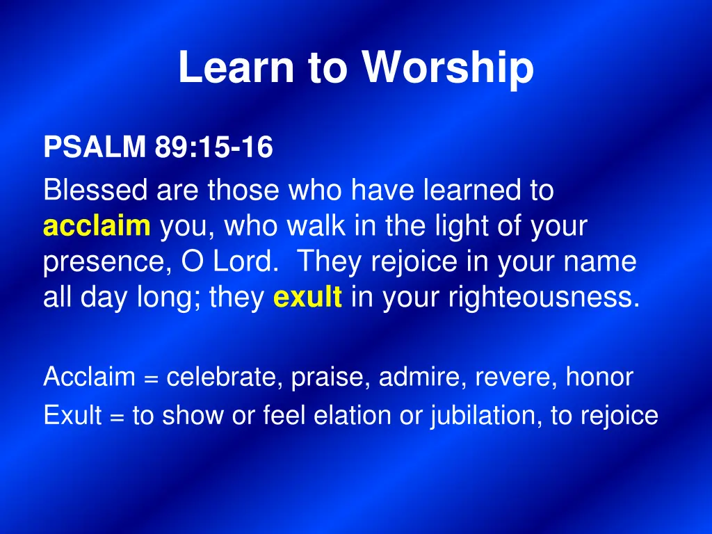 learn to worship 2