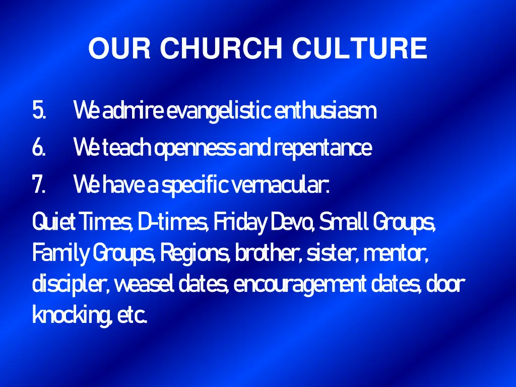 our church culture 1