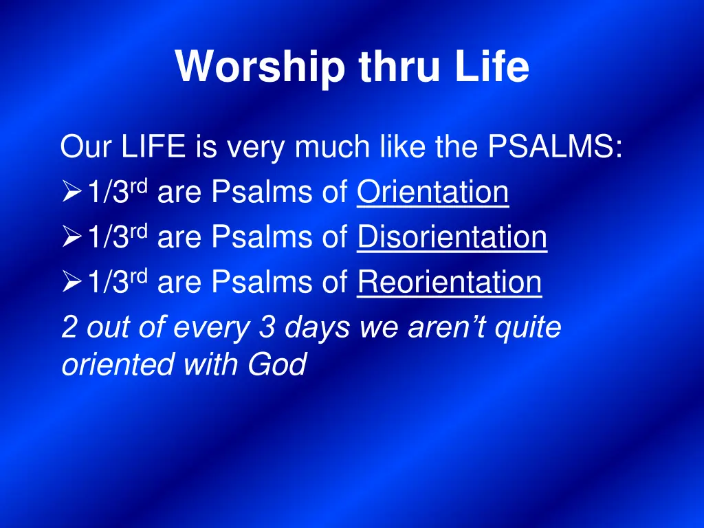 worship thru life 1