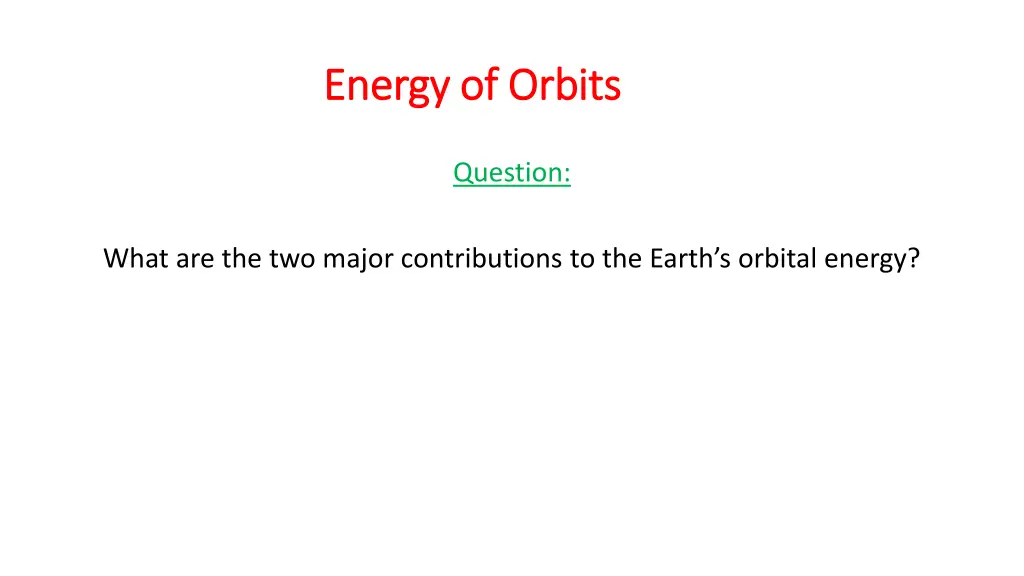 energy of orbits energy of orbits