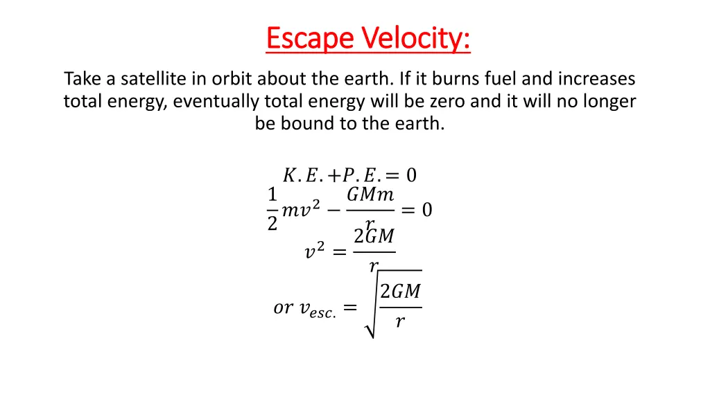 escape velocity escape velocity