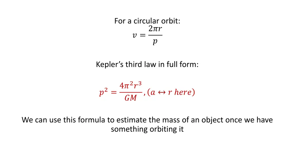 for a circular orbit 2