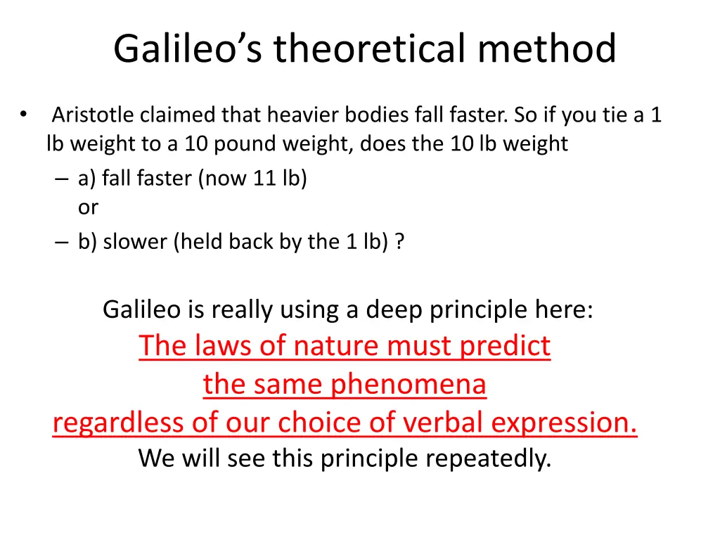 galileo s theoretical method