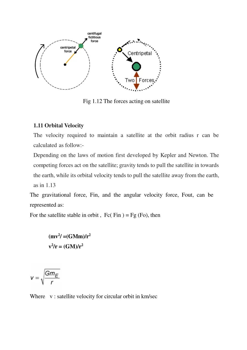 fig 1 12 the forces acting on satellite