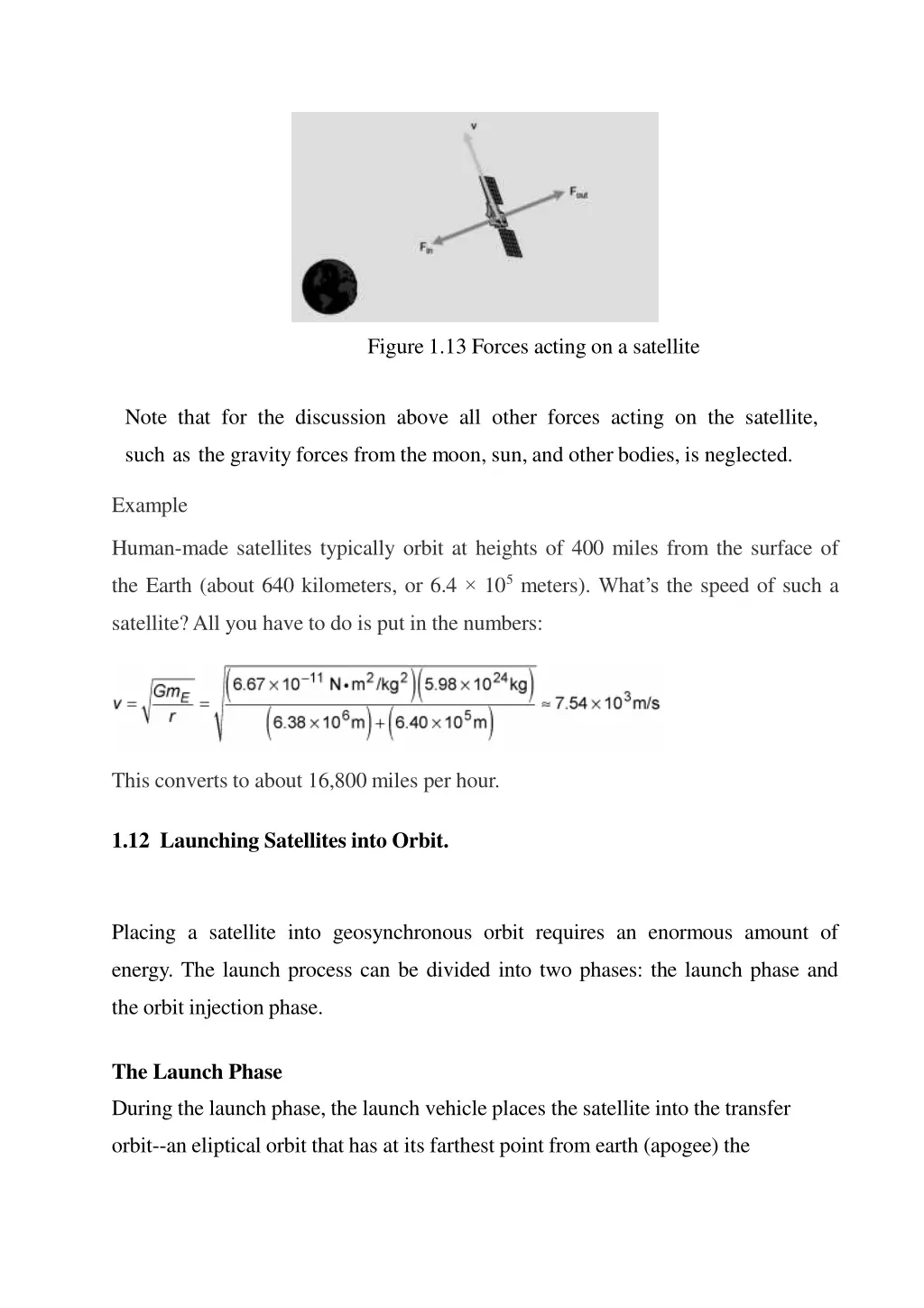 figure 1 13 forces acting on a satellite