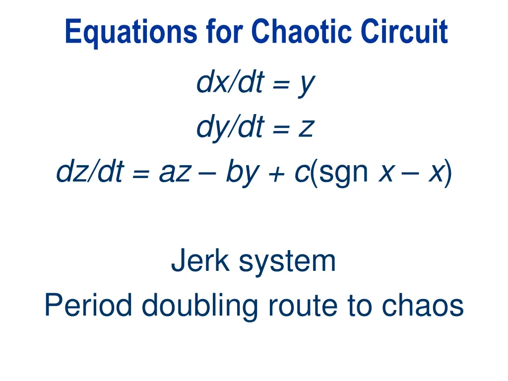 equations for chaotic circuit