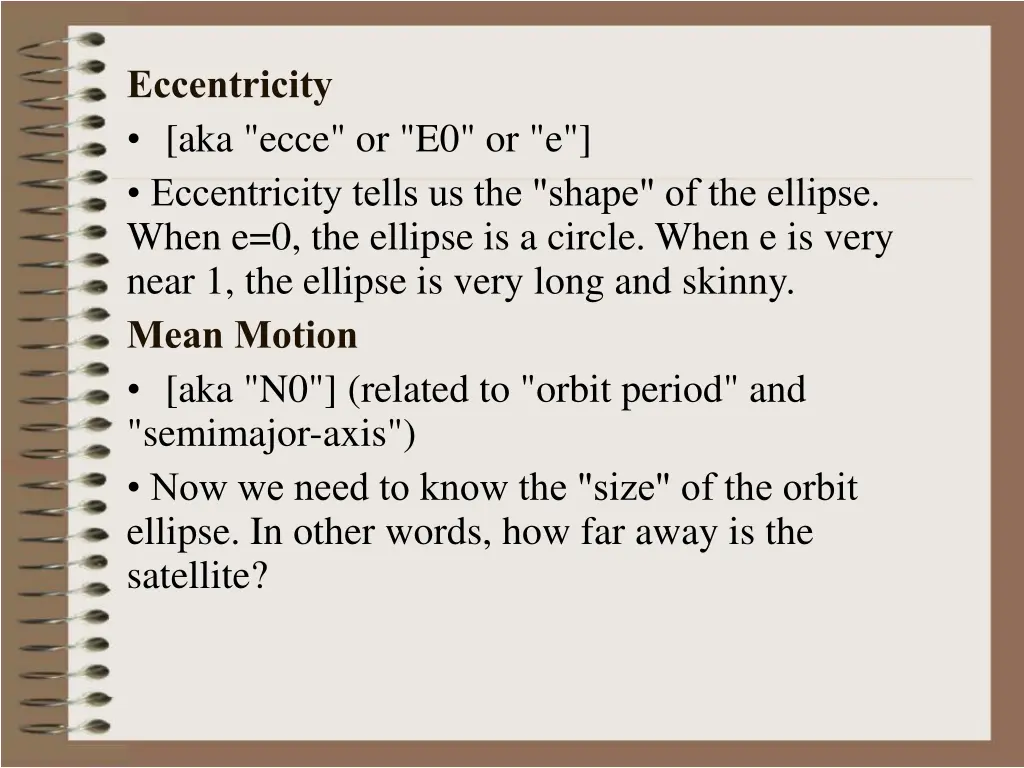 eccentricity aka ecce or e0 or e eccentricity