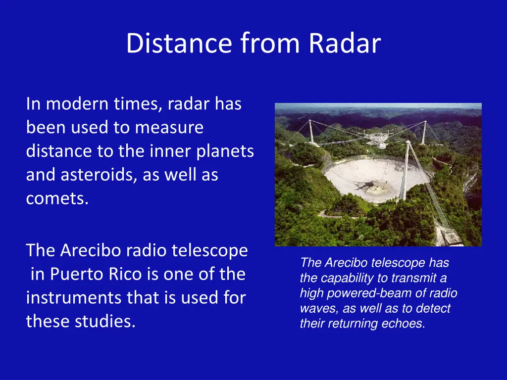 distance from radar