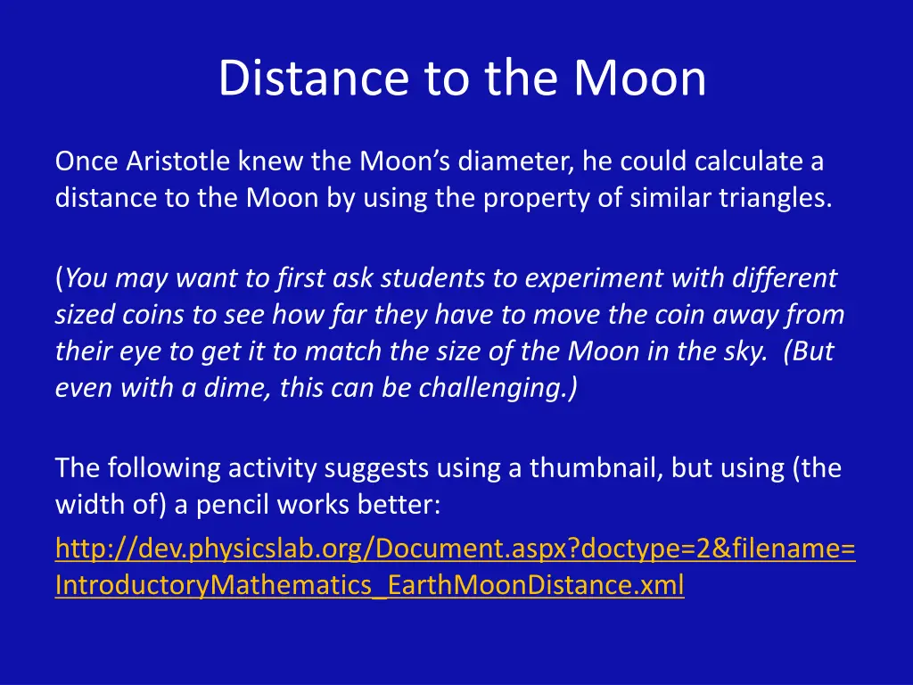 distance to the moon