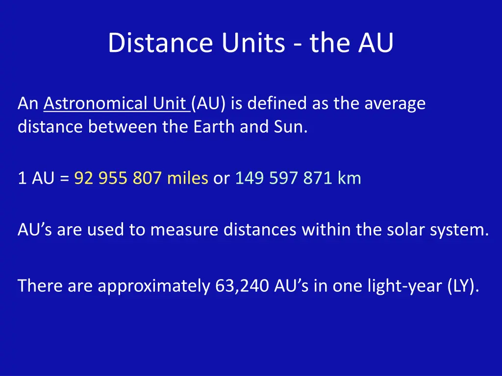 distance units the au