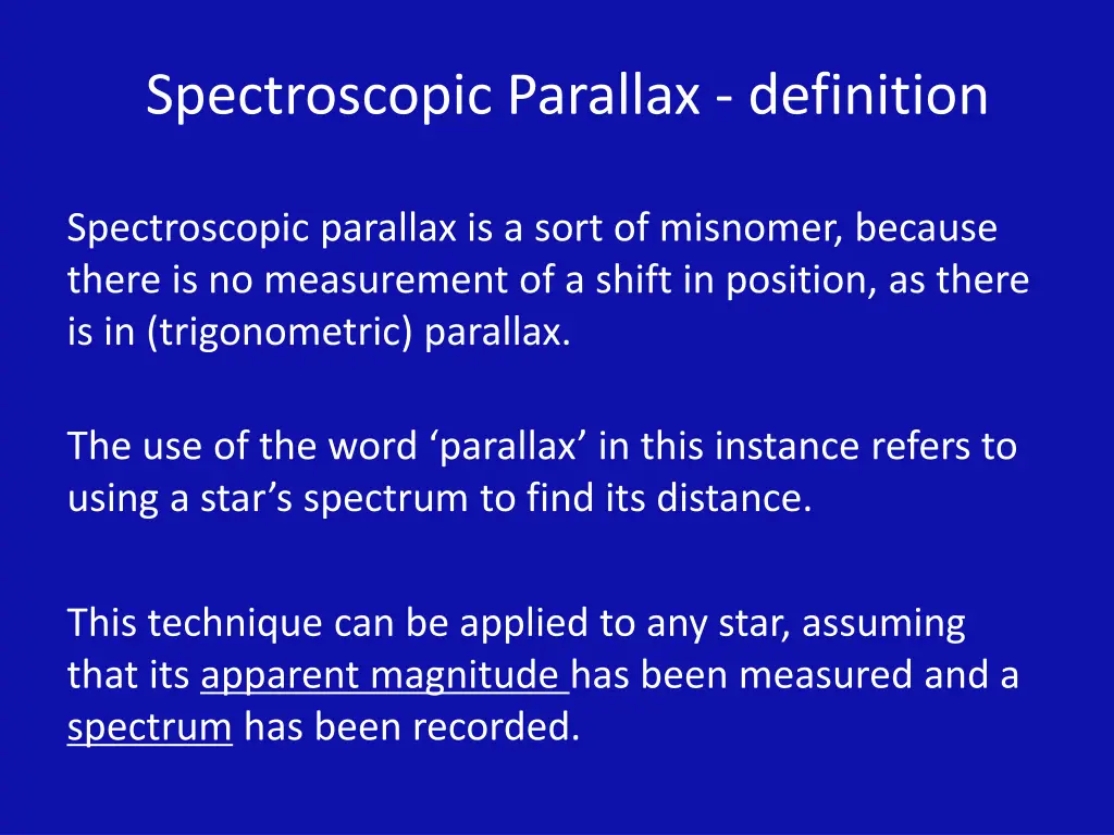 spectroscopic parallax definition