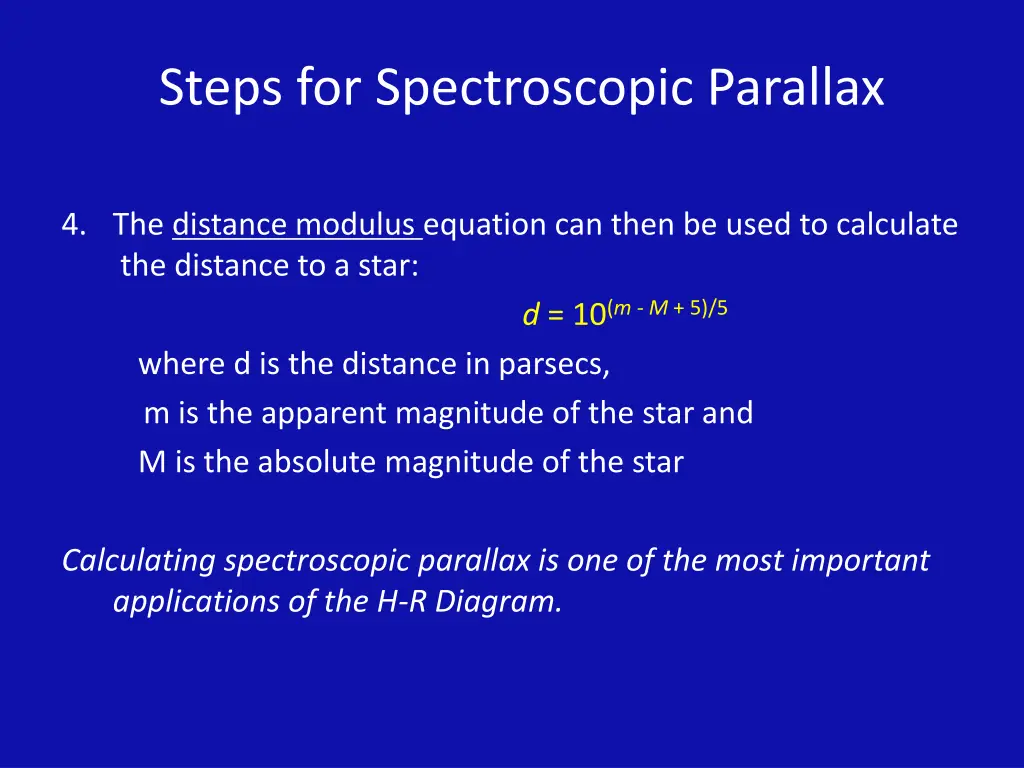 steps for spectroscopic parallax 3