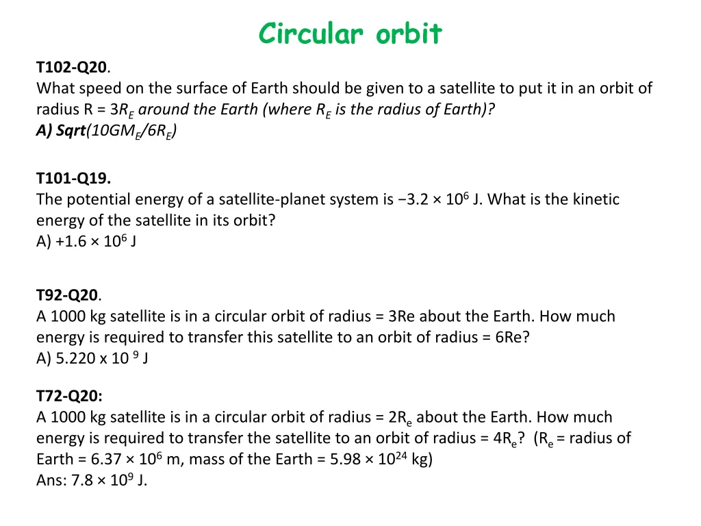 circular orbit