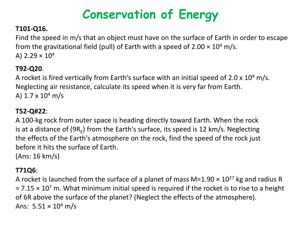 conservation of energy