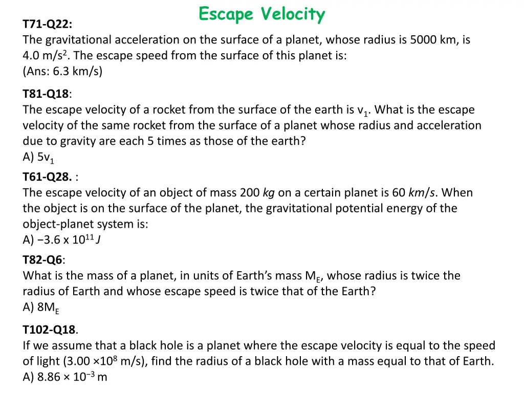 escape velocity