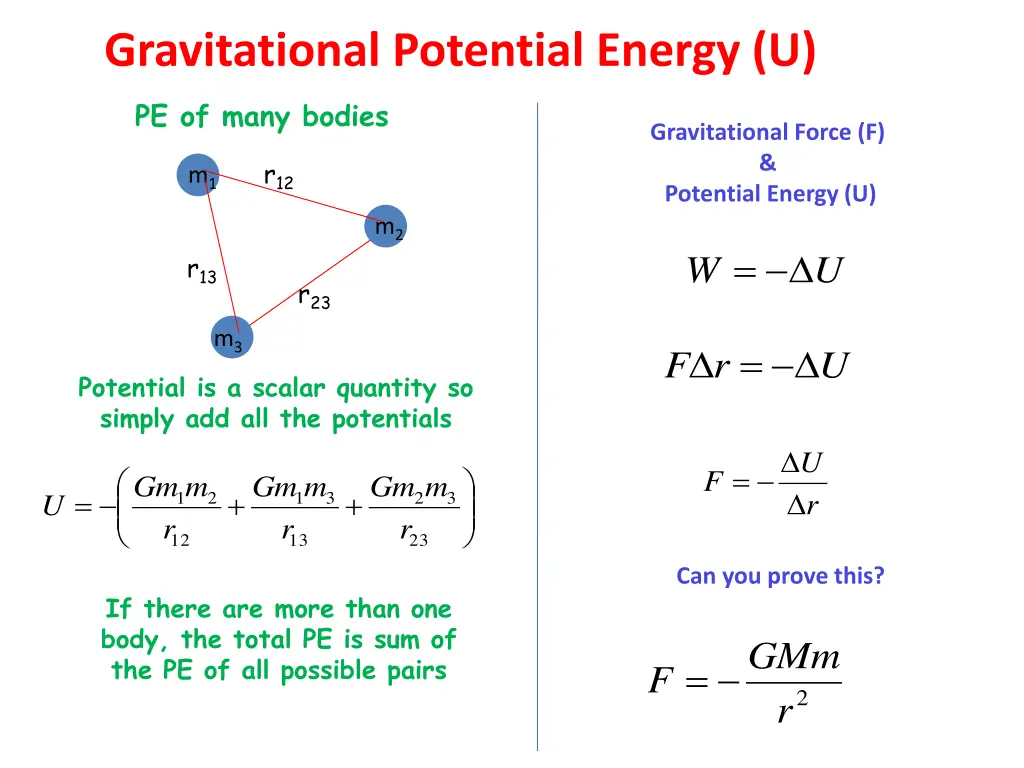 gravitational potential energy u