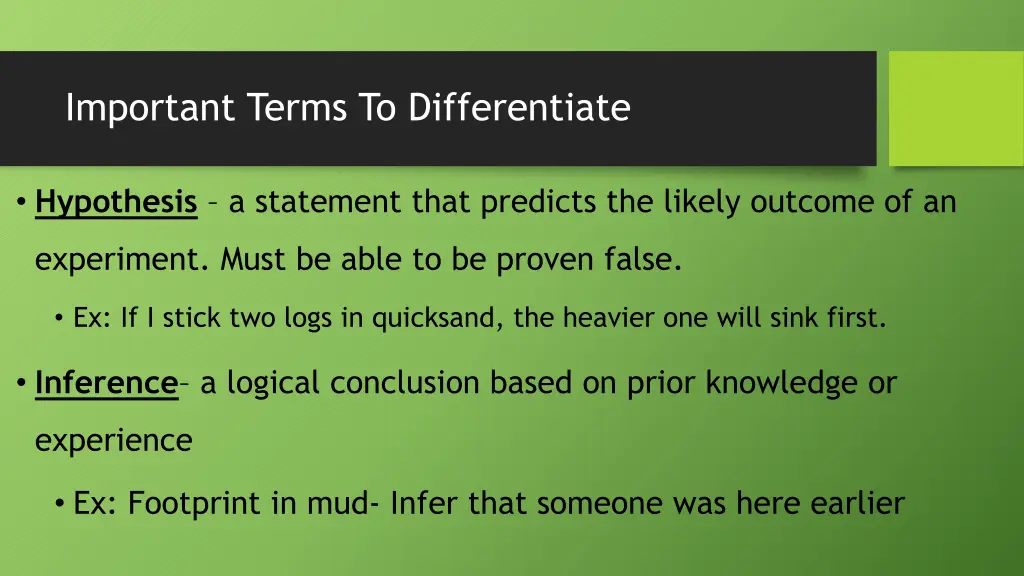 important terms to differentiate