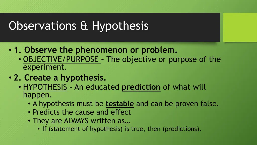 observations hypothesis