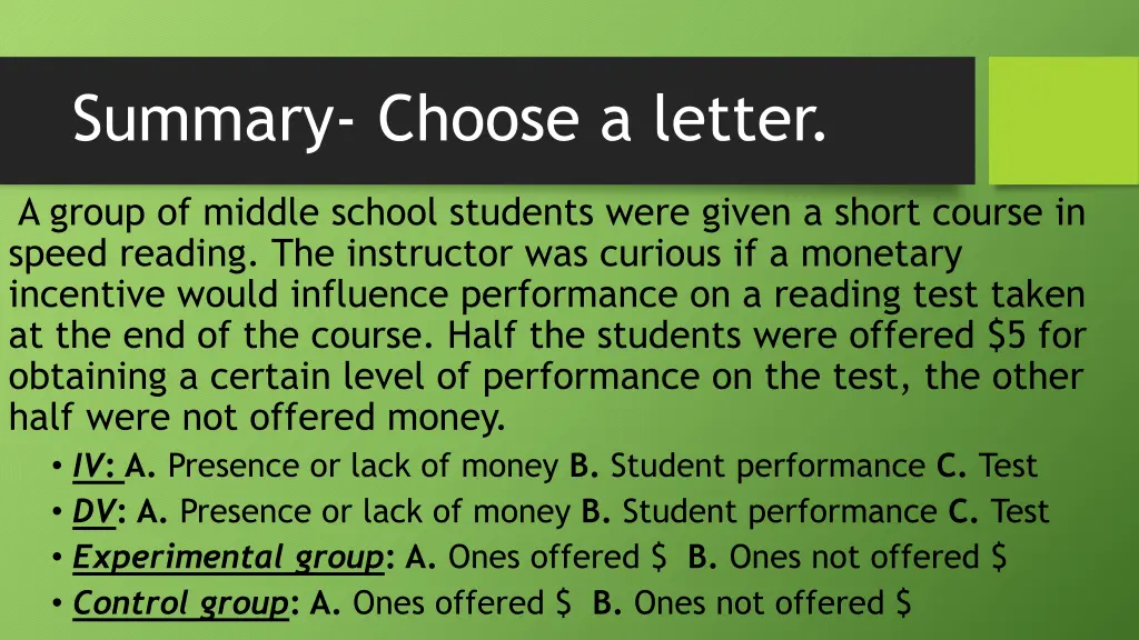 summary choose a letter