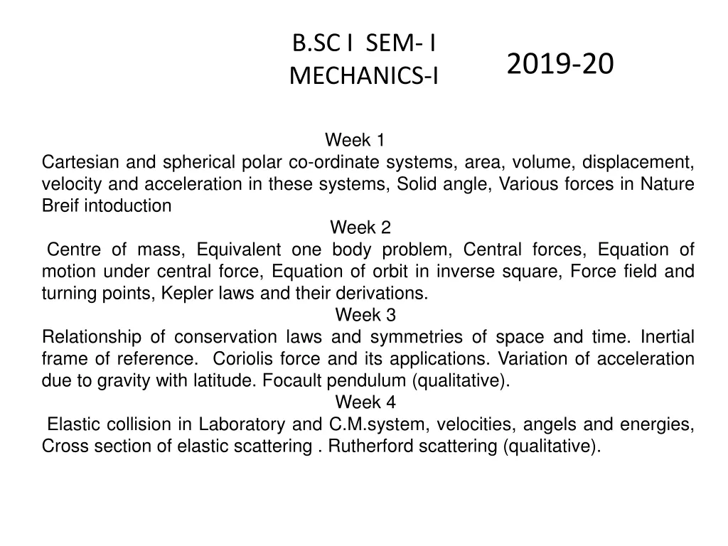 b sc i sem i mechanics i