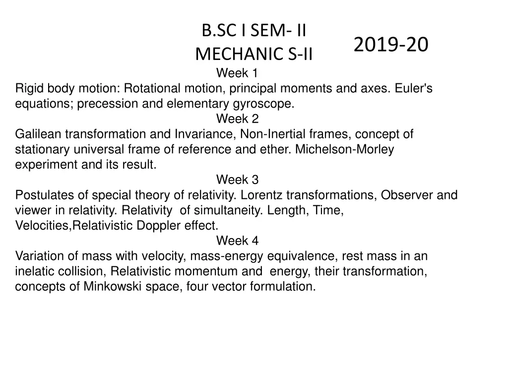 b sc i sem ii mechanic s ii week 1