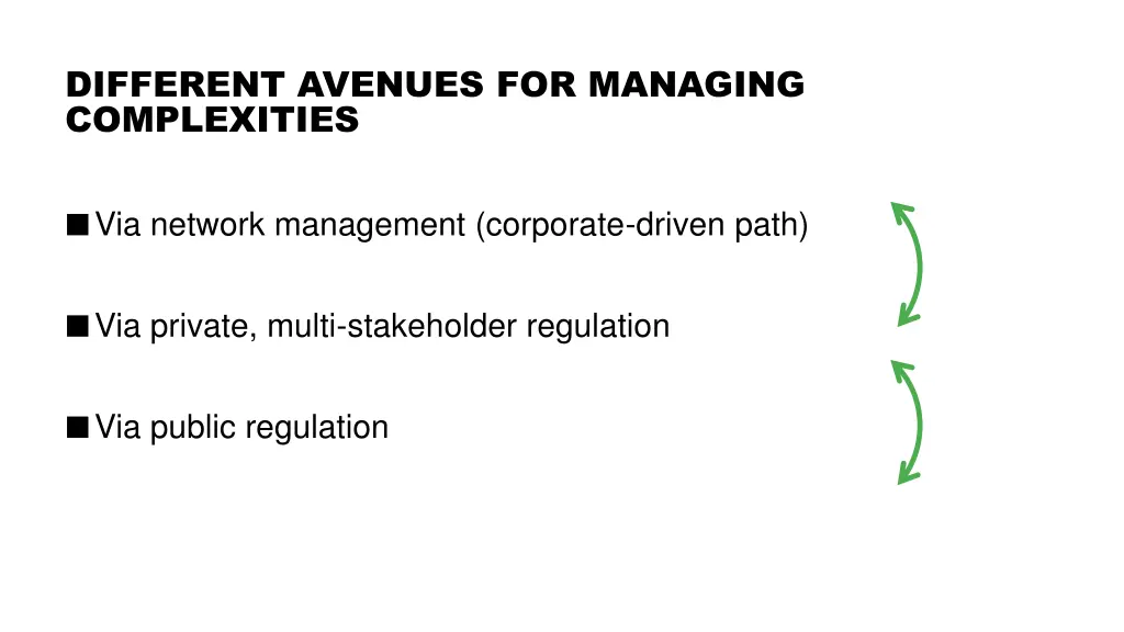 different avenues for managing complexities