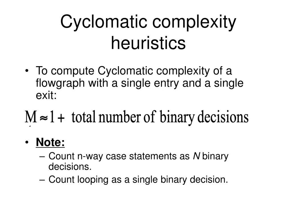 cyclomatic complexity heuristics